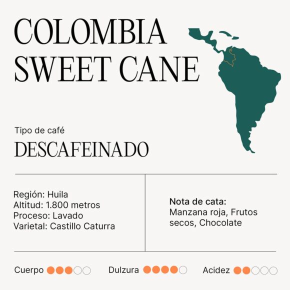 Café COLOMBIA SWEET CANE Descafeinado